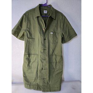 Lee Workwear Dress Womens Small Green Utility Button Shirt Dress Pockets Casual
